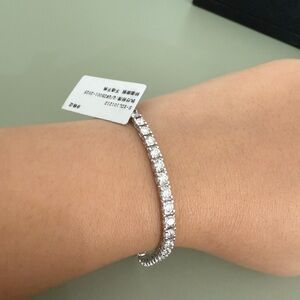 Brand New Platinum 0.1 CT 6.5 inches Lab Grown Diamond Tennis Bracelet Jewelry